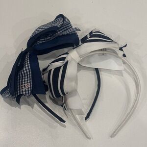 Vineyard Vines Navy and White Striped Bow Headbands